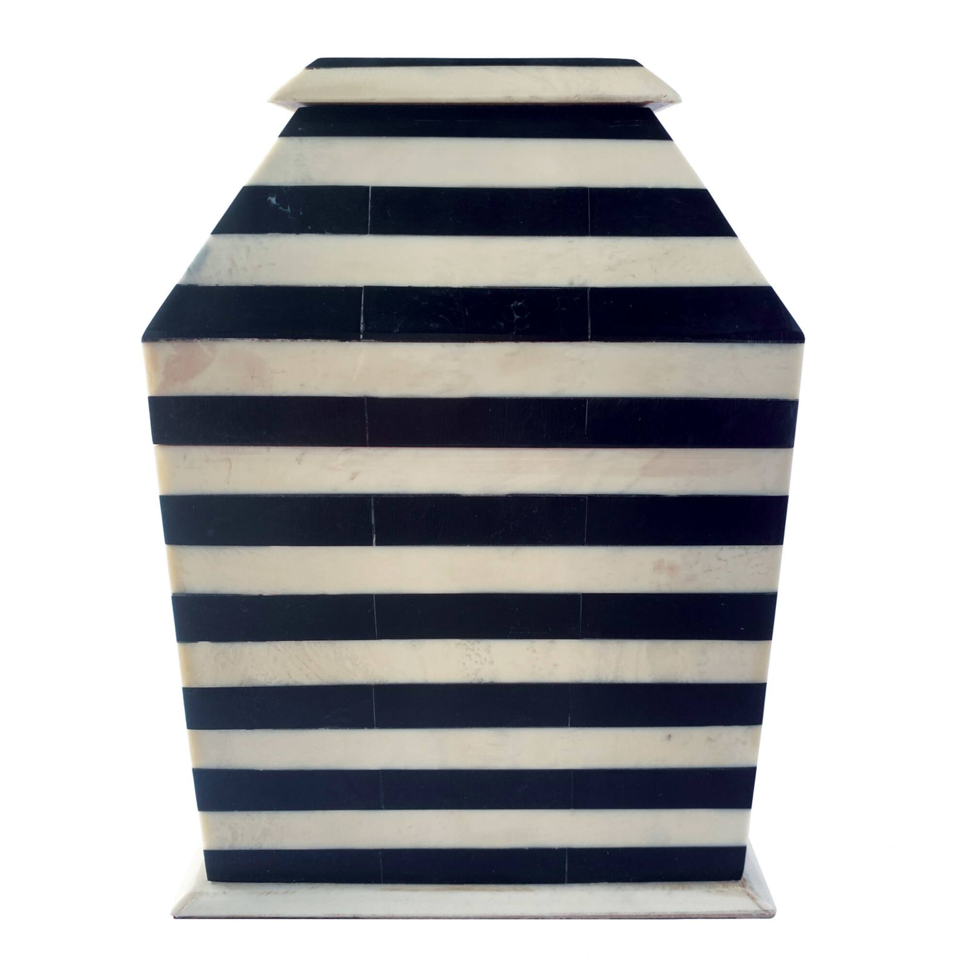 Hello Honey® 9" Black & Cream Striped Reclaimed Wood Box